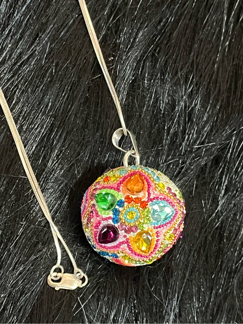 925 Mexico Colorful Floral Ball Necklace